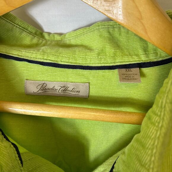 Paradise Collection Lime Green Fine Wale Corduroy LS Classic Button Up Shirt XXL - Picture 4 of 15